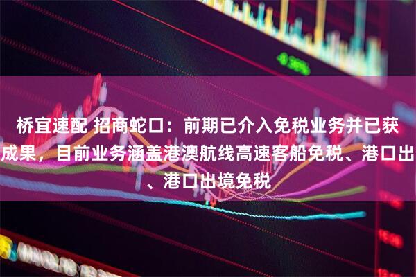 桥宜速配 招商蛇口：前期已介入免税业务并已获得积极成果，目前业务涵盖港澳航线高速客船免税、港口出境免税