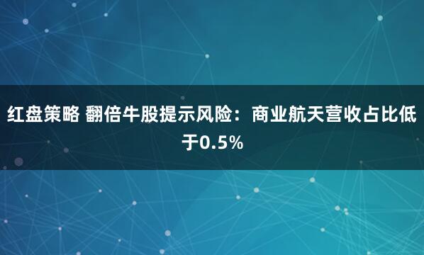 红盘策略 翻倍牛股提示风险：商业航天营收占比低于0.5%