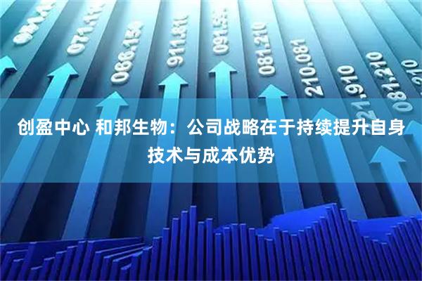 创盈中心 和邦生物：公司战略在于持续提升自身技术与成本优势